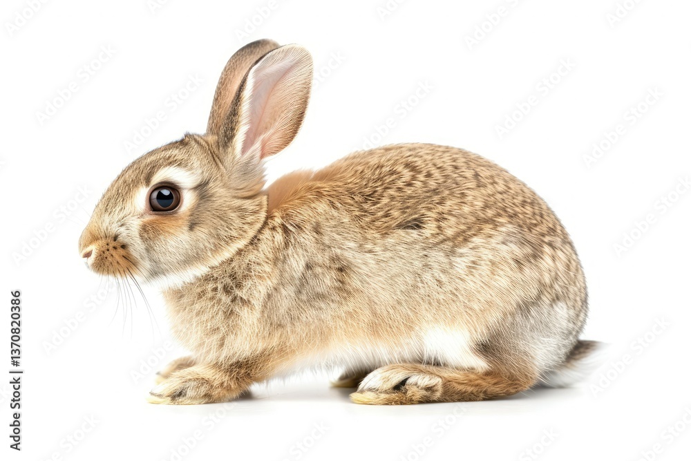 Detailed Visual of Rabbit Isolated on White Background Detailed Visual of Rabbit Isolated on White Background