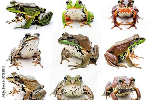 Clear Pixel Picture of Collection of Frogs in Various Poses