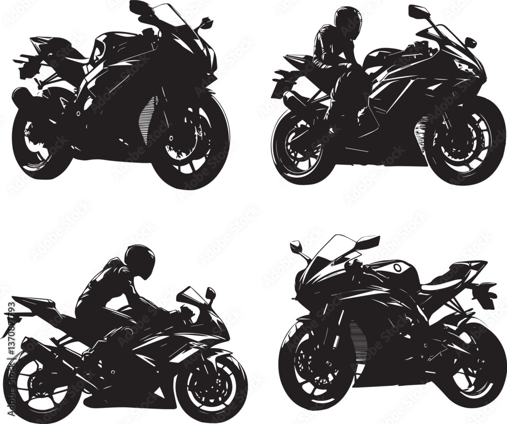 Obraz premium silhouette of clean vector of bike isolated