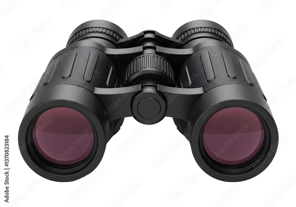 Modern binoculars with detailed lenses and texture, isolated on pure white background, shadow-free Modern binoculars with detailed lenses and texture, isolated on pure white background, shadow-free