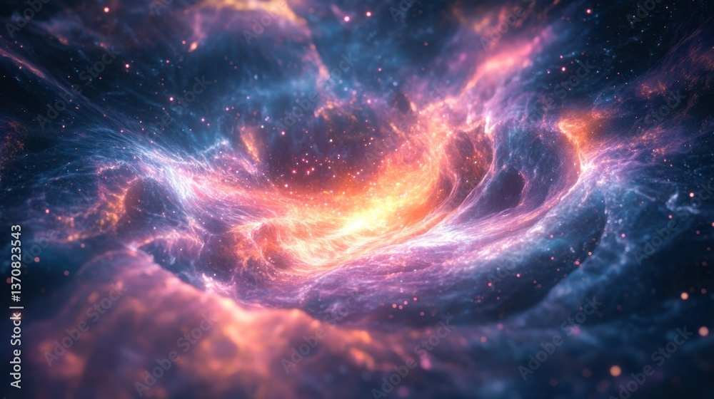 Colorful Cosmic Nebula Swirling in Deep Space with Glowing Stars Colorful Cosmic Nebula Swirling in Deep Space with Glowing Stars