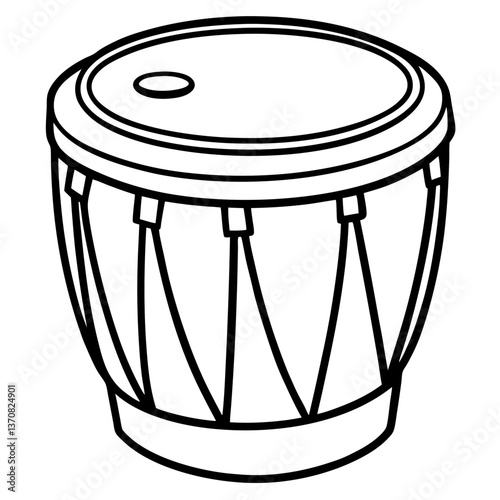 drum silhouette line art vector illustration