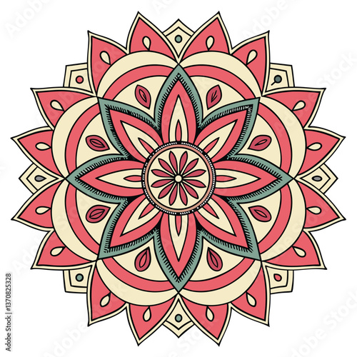 Intricate Mandala Design in Purples, Golds, and Teal, ai generated