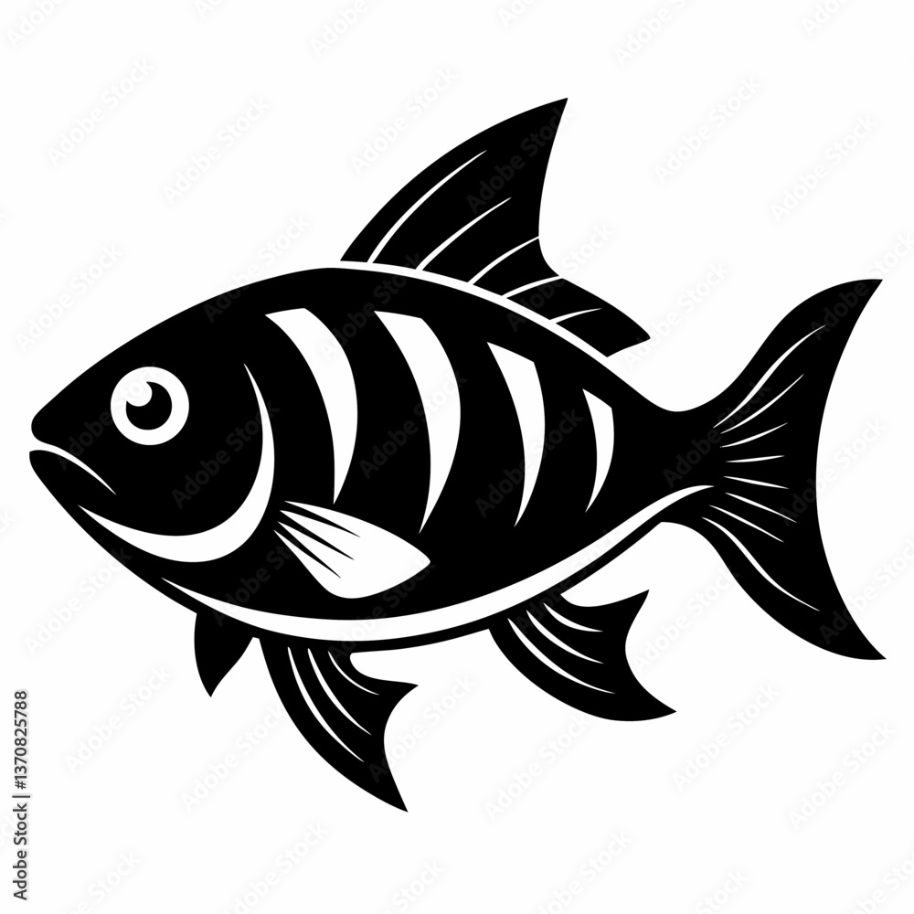 Fototapeta premium fish silhouette line art vector illustration