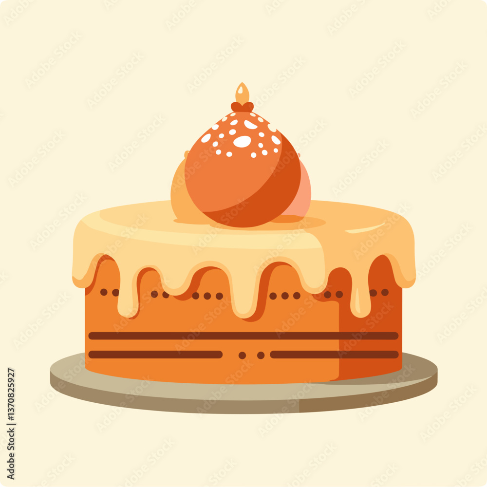 Delicious cake with creamy frosting and decorative topper Delicious cake with creamy frosting and decorative topper