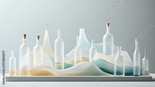 Abstract glass bottles landscape