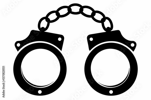 handcuff silhouette line art vector illustration