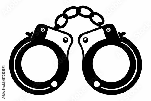 handcuff silhouette line art vector illustration