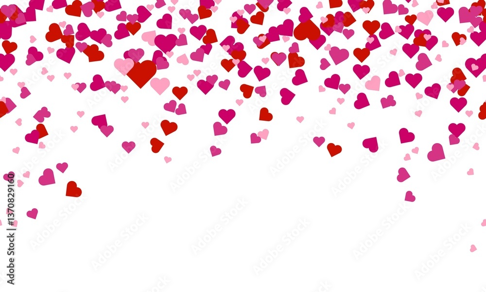 Red and pink hearts on white background. Heart confetti. Can be used for wedding, Valentine's Day, etc. Vector Red and pink hearts on white background. Heart confetti. Can be used for wedding, Valentine's Day, etc. Vector