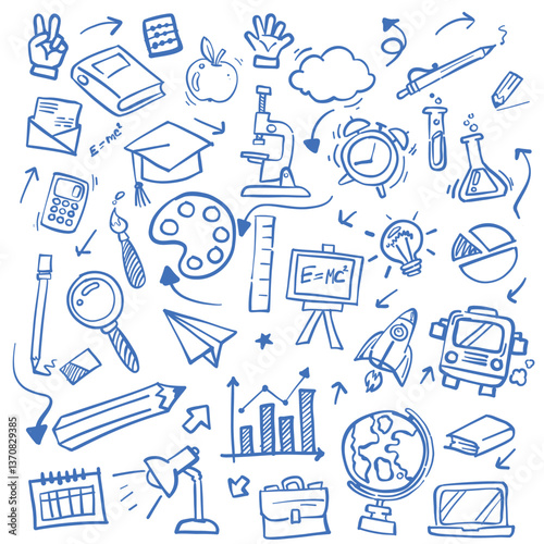 Education and Learning Doodle – Hand-Drawn School Icon Set