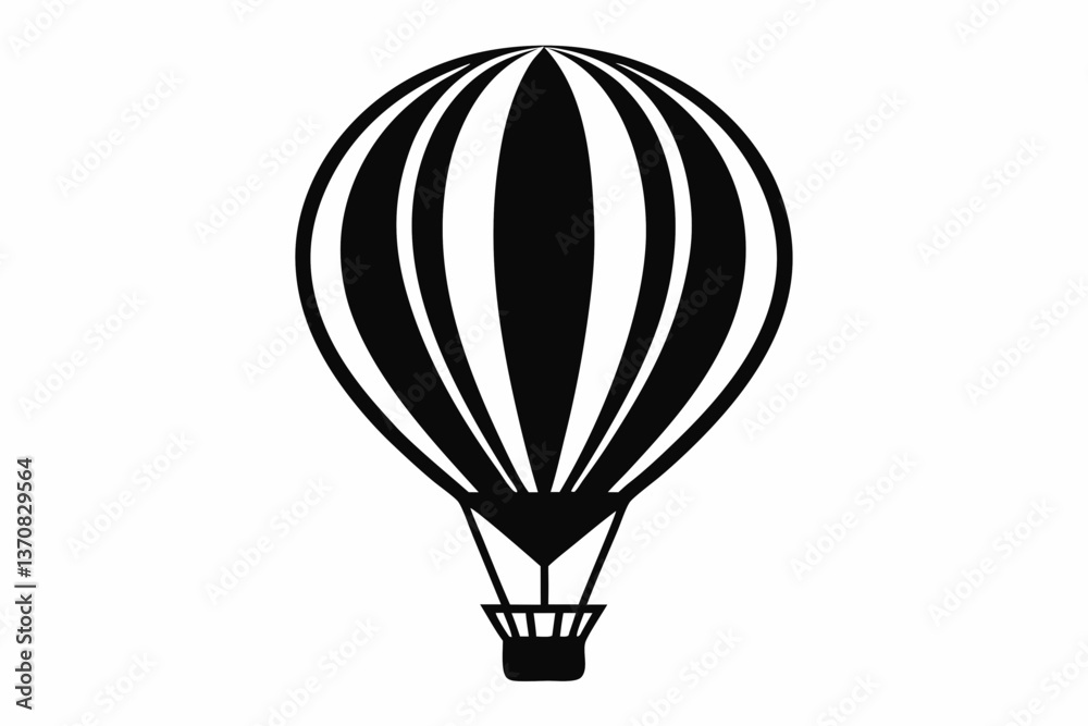 Obraz premium hot air balloon silhouette line art vector illustration