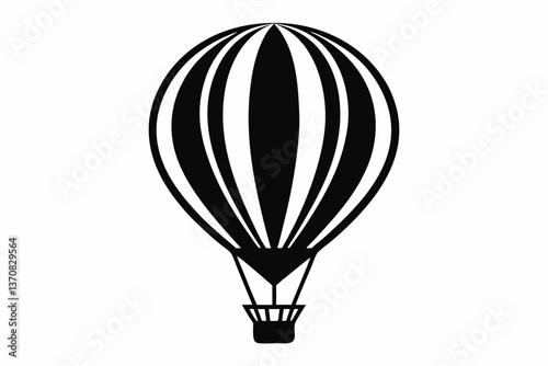 hot air balloon silhouette line art vector illustration