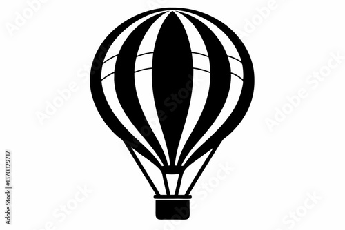 hot air balloon silhouette line art vector illustration
