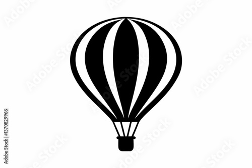 hot air balloon silhouette line art vector illustration