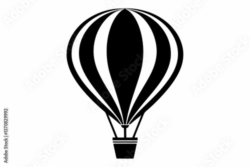 hot air balloon silhouette line art vector illustration