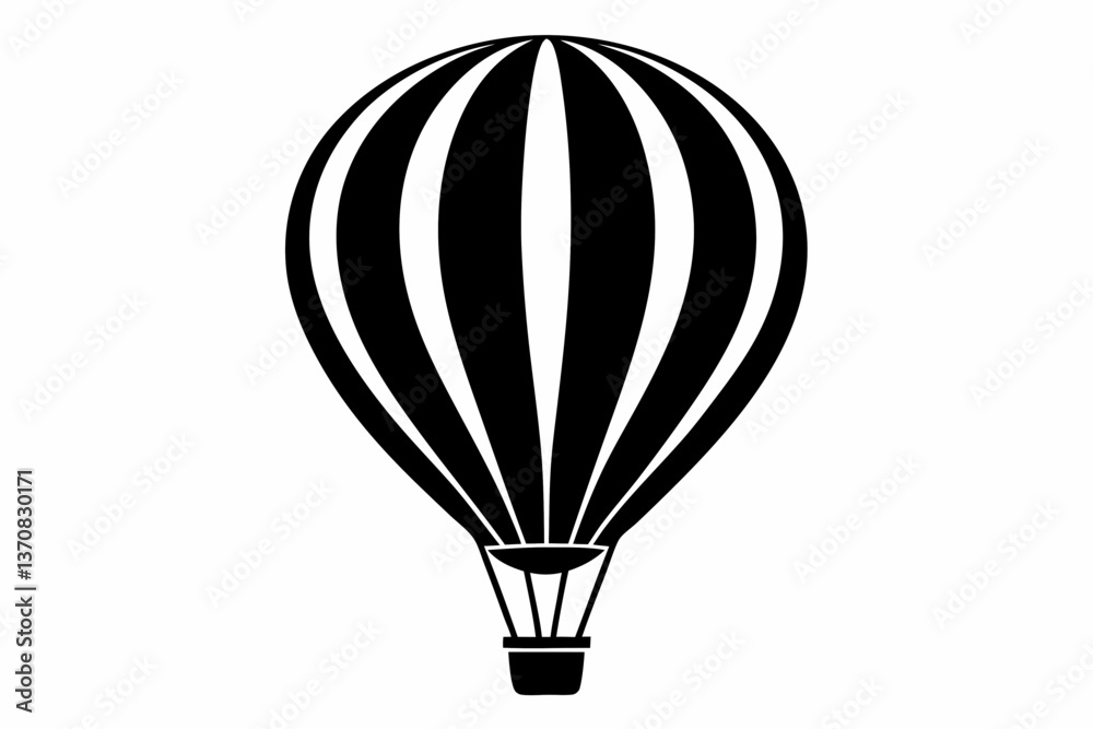 Naklejka premium hot air balloon silhouette line art vector illustration