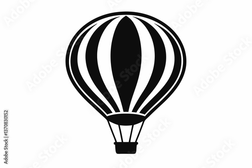 hot air balloon silhouette line art vector illustration