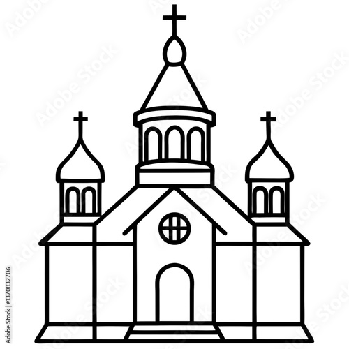 orthodox church silhouette line art vector illustration