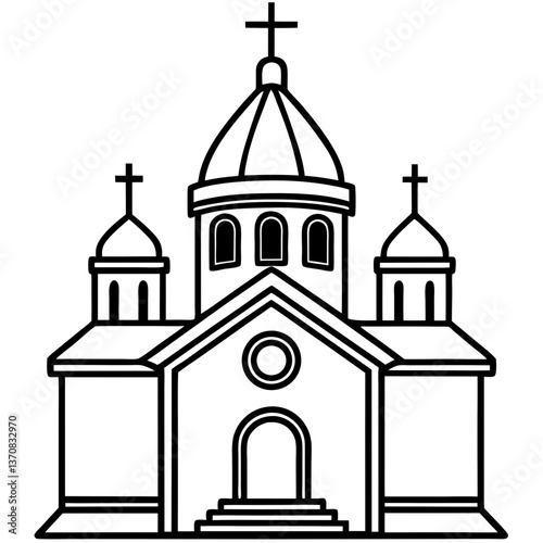 orthodox church silhouette line art vector illustration