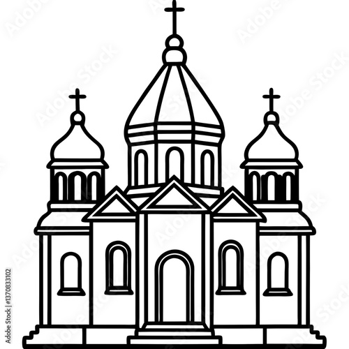 orthodox church silhouette line art vector illustration