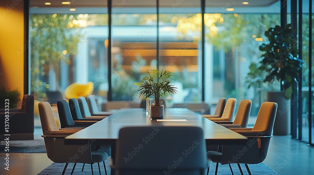 Fototapeta premium Business meeting setup modern office interior design bright atmosphere