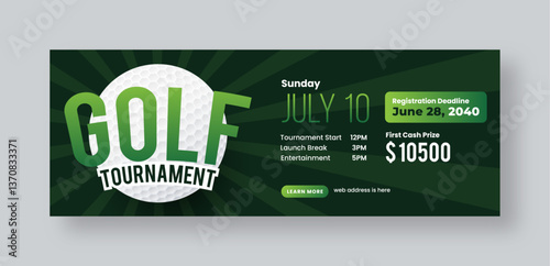 Golf tournament web banner social media cover template, annual sports tournament event golf banner design