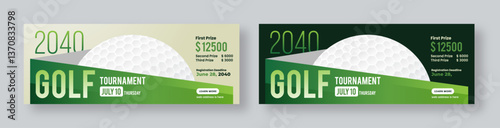 Golf tournament web banner social media cover template, annual sports tournament event golf banner design