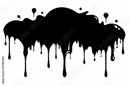 paint drips silhouette line art vector illustration