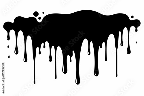 paint drips silhouette line art vector illustration