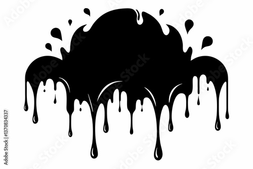 paint drips silhouette line art vector illustration