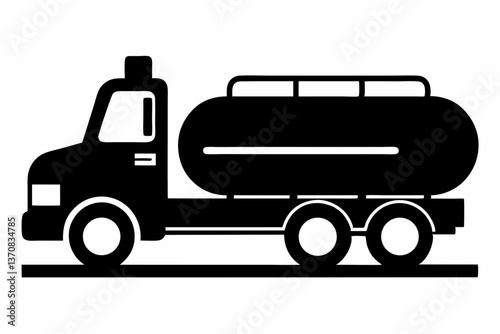 petrol tanker silhouette line art vector illustration