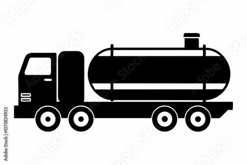 petrol tanker silhouette line art vector illustration