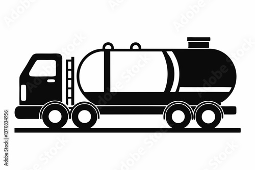 petrol tanker silhouette line art vector illustration
