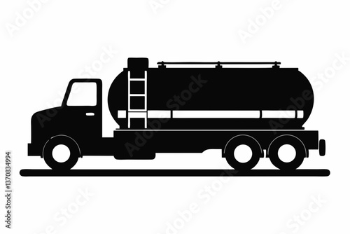 petrol tanker silhouette line art vector illustration
