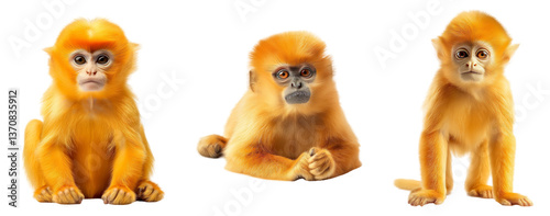Wallpaper Mural Collection set of Golden monkey isolated on white and transparent background, cut out png Torontodigital.ca