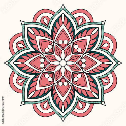 Intricate Mandala Design in Purples, Golds, and Teal, ai generated