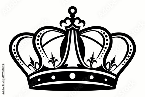 royal crown silhouette line art vector illustration
