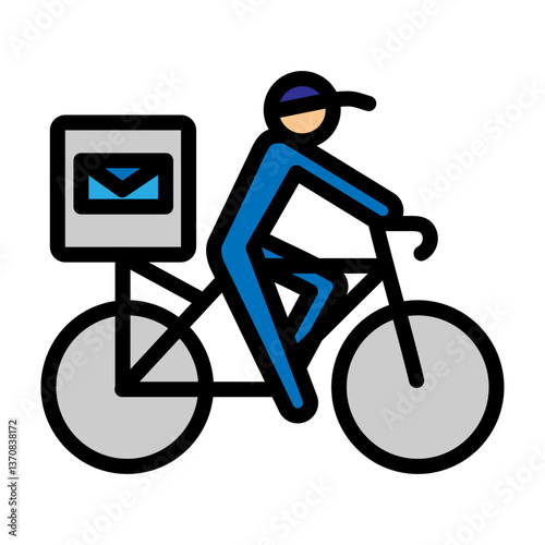 Postal on Bicycle Vector Filled Icon Design