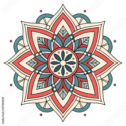 Intricate Mandala Design in Purples, Golds, and Teal, ai generated