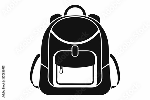 school bag silhouette line art vector illustration