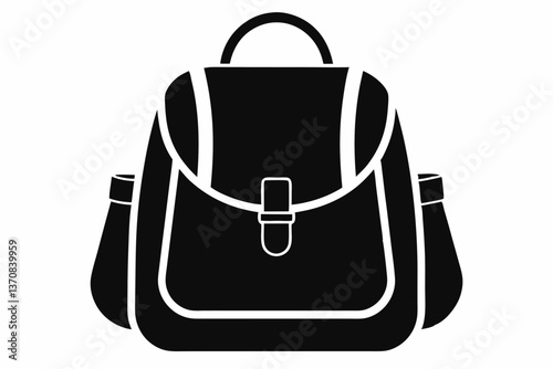 school bag silhouette line art vector illustration