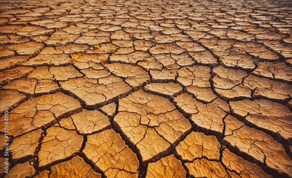 Dry, cracked, and broken ground. The ground is brown and has many cracks. The cracks are deep and wide Dry, cracked, and broken ground. The ground is brown and has many cracks. The cracks are deep and wide