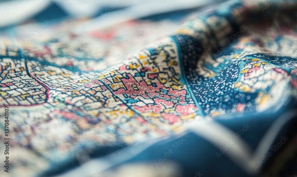 Obraz premium Folded map fabric texture, close-up detail for backgrounds or design