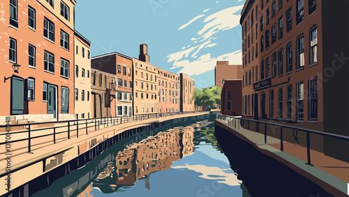 Lowell National Historical Park Canal Walk - Lowell, Massachusetts.eps