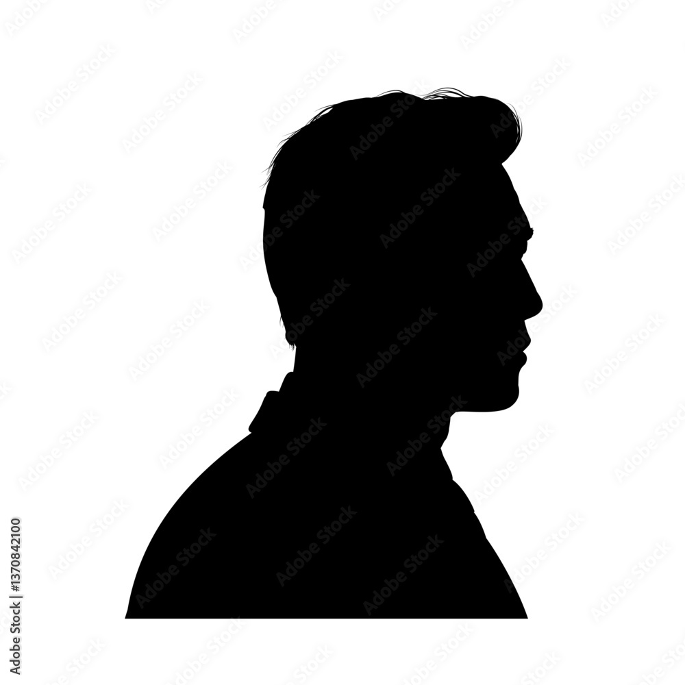 Silhouette of a handsome Asian man profile - vector illustration