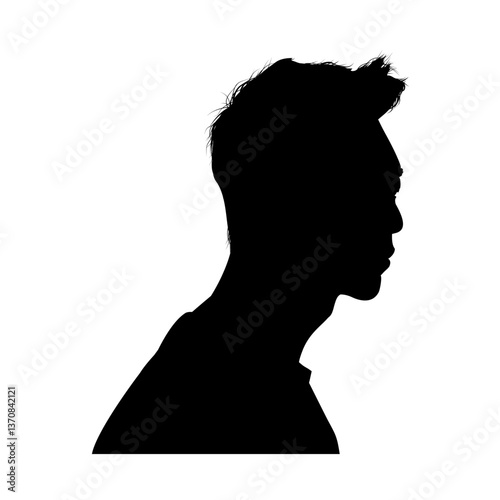 Silhouette of a handsome Asian man profile - vector illustration
