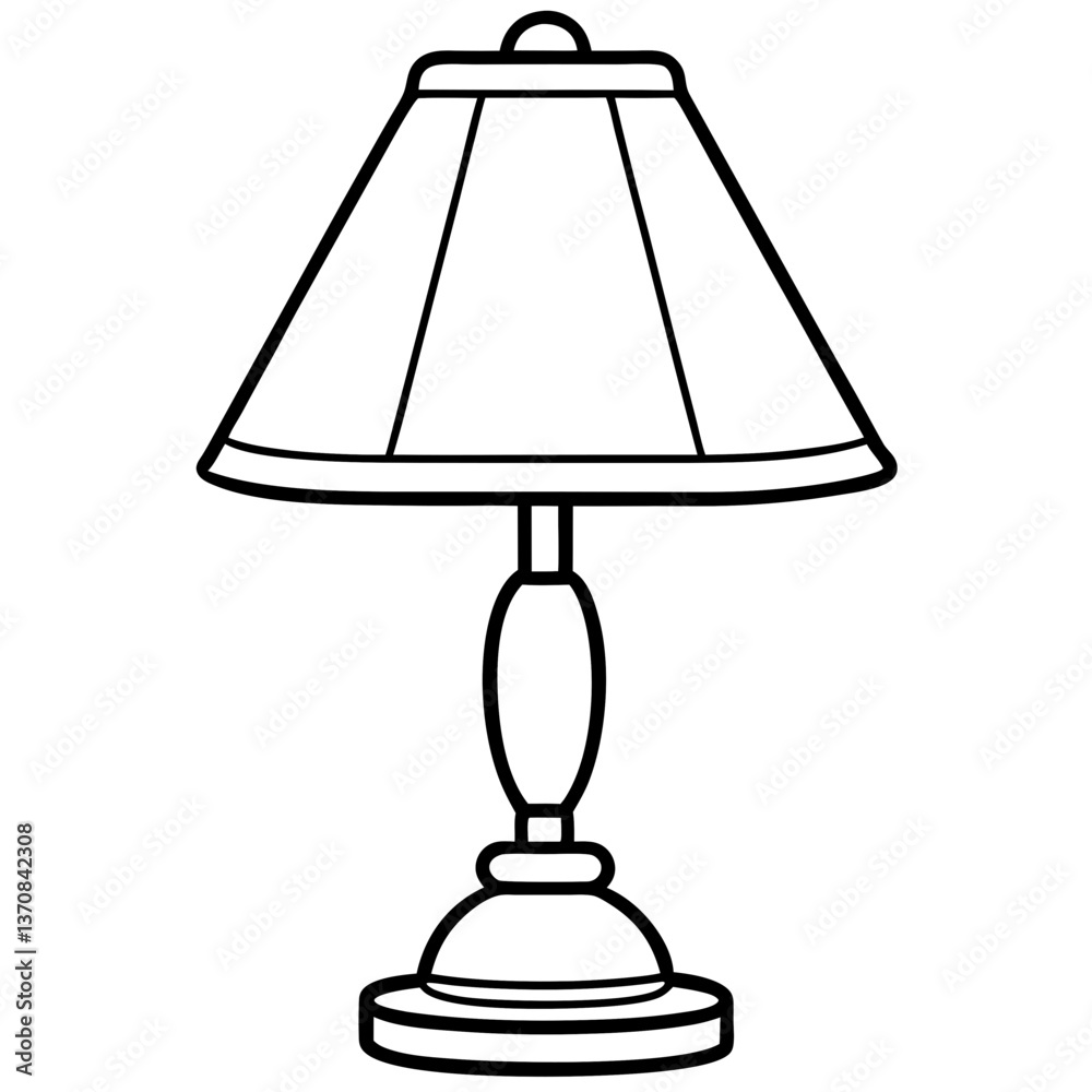 Obraz premium table lamp silhouette line art vector illustration