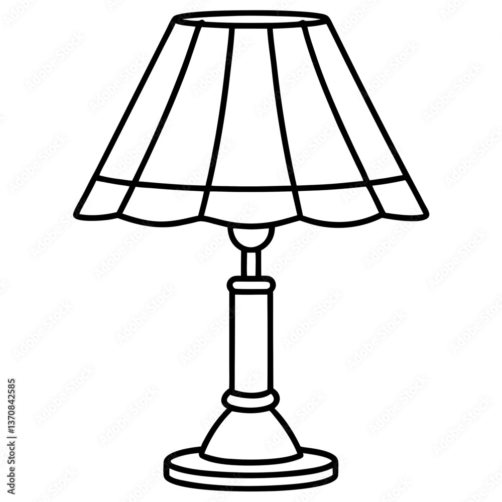 Obraz premium table lamp silhouette line art vector illustration