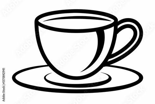 tea cup line sketch icon silhouette line art vector illustration
