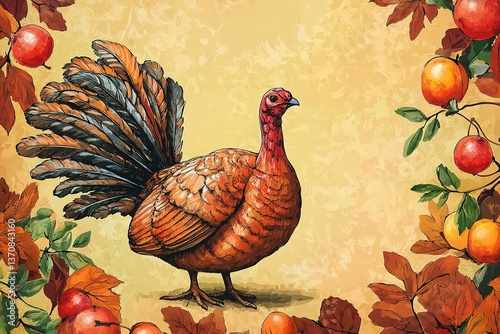 Thanksgiving greeting card or background. vector illustration